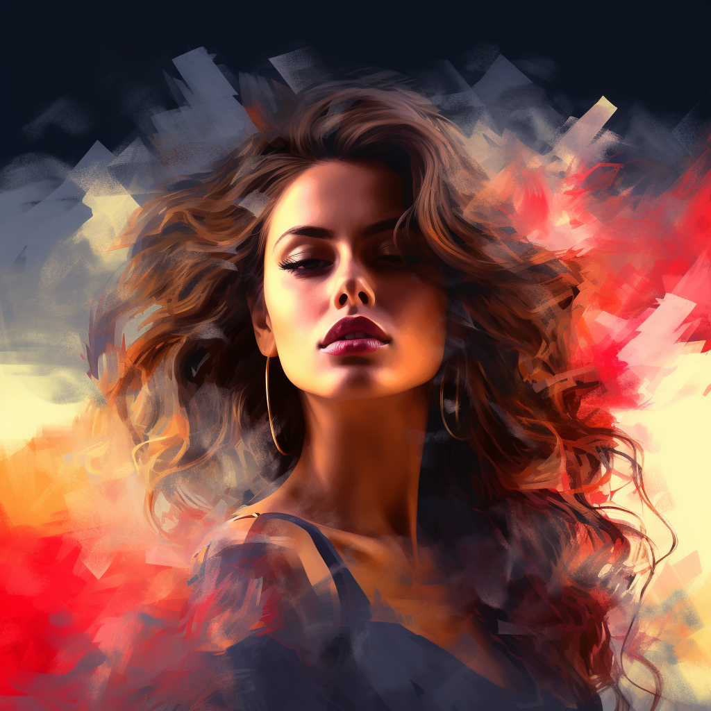 Pretty woman watercolor in double smoke style